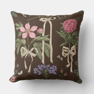Coussin Decorative botanical Floral Bow Throw Pillow