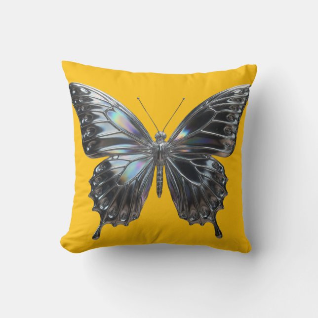 Coussin Decorative cushion with elegant silver butterfly  (Recto)