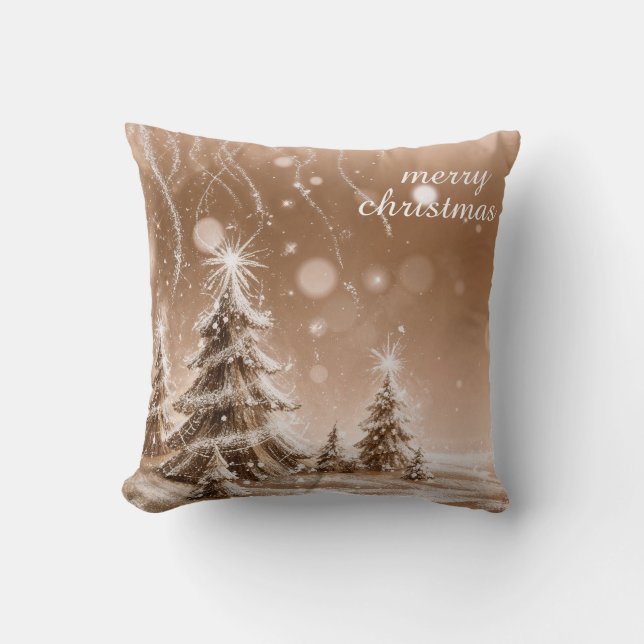Coussin Decorative Snow Blue & White Ball Happy Holidays (Recto)