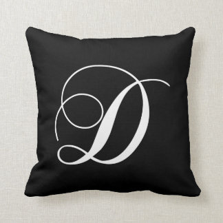Coussin décoré d'un monogramme de concepteur blanc