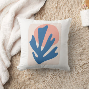 Coussin Découpe à feuilles bleues et blanches d'inspiratio