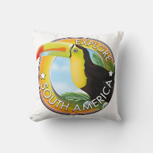 Coussin Découvrez le logo vintage de l'Amérique du Sud