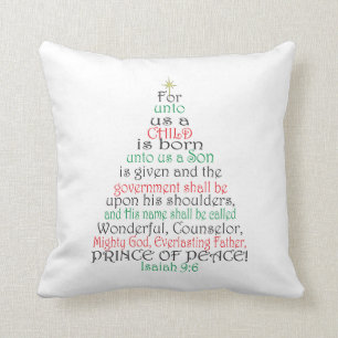Coussin d'écriture sainte de Noël de 9:6 d'Isaï