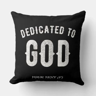 COUSSIN DÉDIÉ À DIEU PERSONNALISABLE COOL TEXTE BLANC