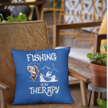 Coussin Deep Blue Fishing Is My Therapy Row Boat<br><div class="desc">Fishing is my therapy makes a great gift for Fathers Day or for anyone who just loves fishing. We all dream of catching the big one and enjoy telling the stories about the fish that got away.</div>