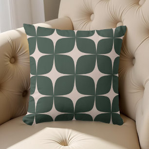 Coussin Deep Green Ivy Mid Century Moderne géométrique Boh