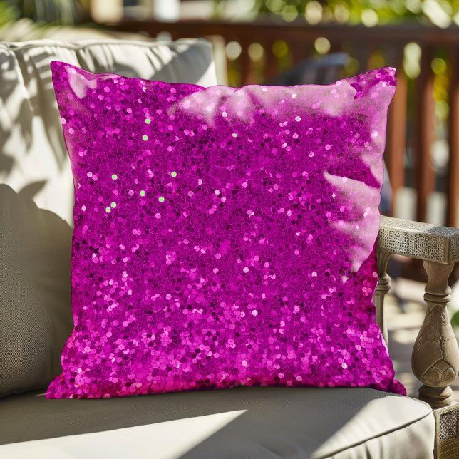 Coussin Deep Pink Glam Faux Glitter Pattern (Créateur téléchargé)