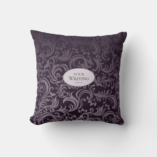 Coussin Deep Plum Damask Personalized (Recto)