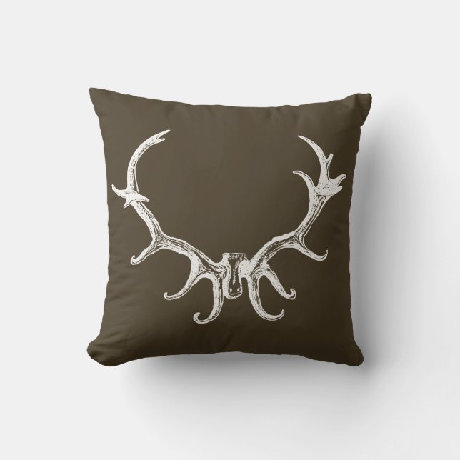 Coussin Deer Antler Stag Brown Retro Charme Antlers (Recto)