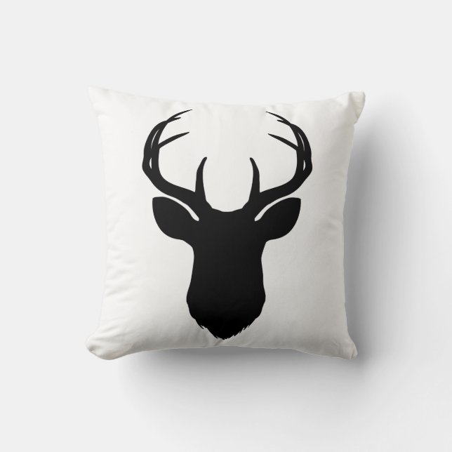 Coussin Deer Antlers Buck Rustic Country Farmhouse Minimal (Recto)