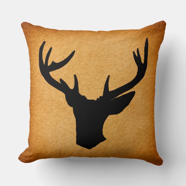 Coussin Deer Antlers Silhouette Vintage Russe Buck Deer (Recto)