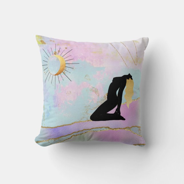 Coussin *~* Déesse céleste Rainbow Pastel Parties scintill (Recto)