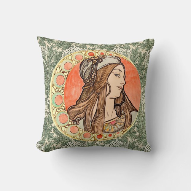 Coussin Déesse de la beauté par Alphonse Maria Mucha (Recto)