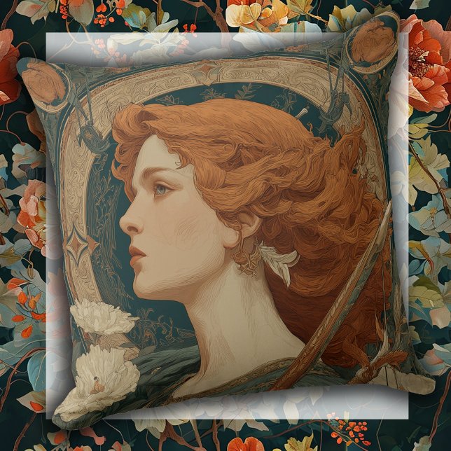 Coussin Déesse grecque Art Nouveau (Créateur téléchargé)
