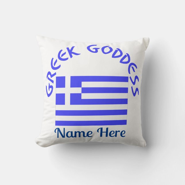 Coussin Déesse grecque et drapeau de la Grèce personnalisé (Recto)