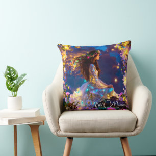 Coussin Déesse Intérieure fleurs brune