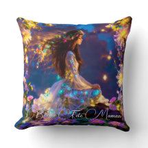Coussin Déesse Intérieure fleurs brune