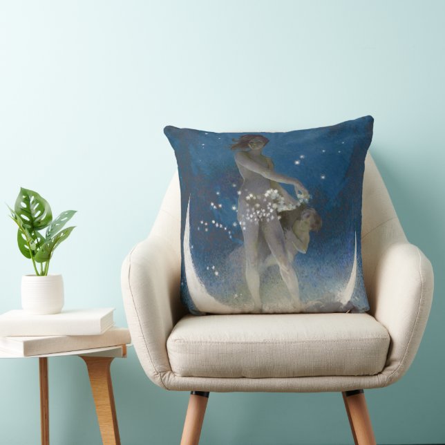 Coussin Déesse Luna éparpillant les étoiles la nuit (Chaise)
