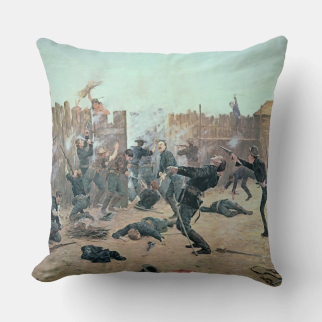 Coussin Défense du fort : Les Indiens attaquent une (Recto)