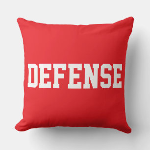Coussin DÉFENSE Texte Blanc Athlétique Sur Rouge Sportif C