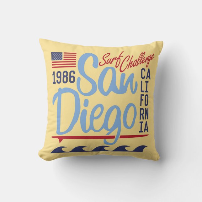 Coussin Défi 1986 de surf de San Diego (Recto)
