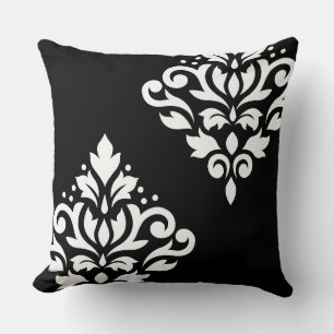 Coussin Défiler Damas Art Ib Blanc sur noir