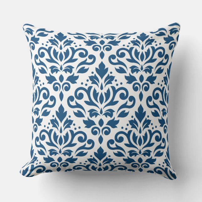 Coussin Défiler Damask 2Way Lg Ptn Dk Bleu et blanc (Recto)