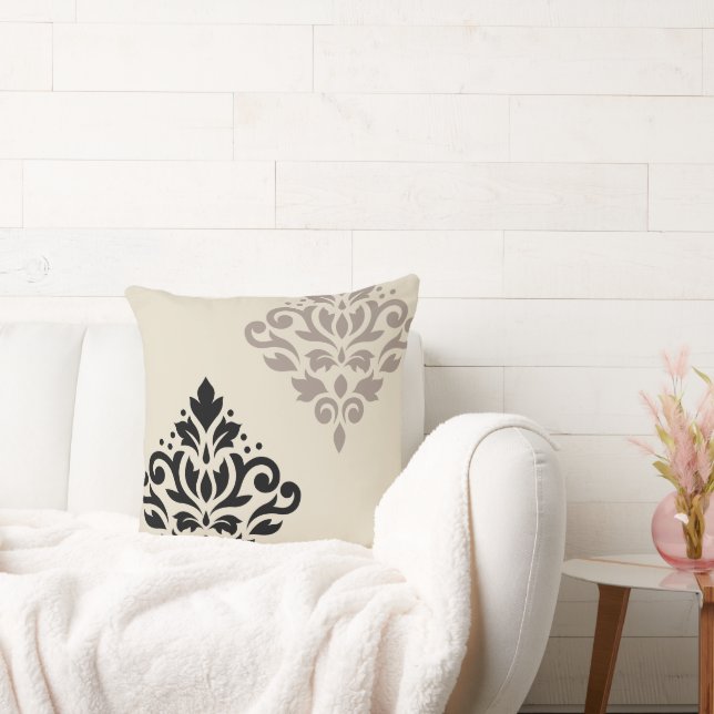 Coussin Défiler Damask Art I Black Taupe Crème (Canapé)