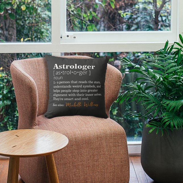 Coussin Définition d'astrologue personnalisable Noir (Créateur téléchargé)