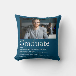 Coussin Définition de diplômé moderne Photo bleue