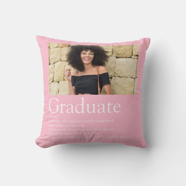 Coussin Définition de diplômée Fille rose Photo (Recto)