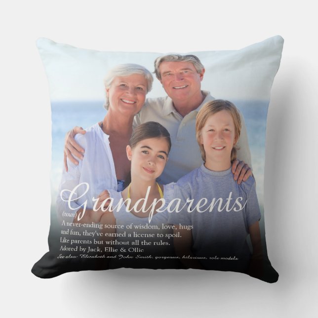 Coussin Définition de grands-parents Citation Photo Grande (Recto)