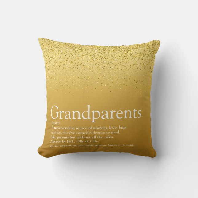 Coussin Définition de grands-parents paillettes or fun gla (Recto)