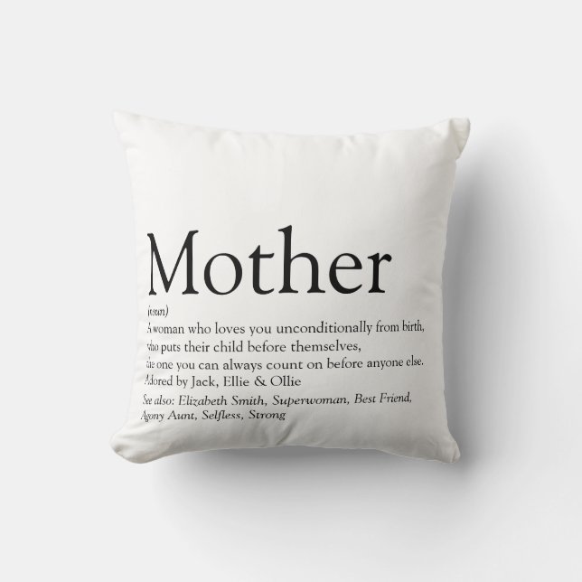 Coussin Définition de la meilleure mère du monde (Recto)