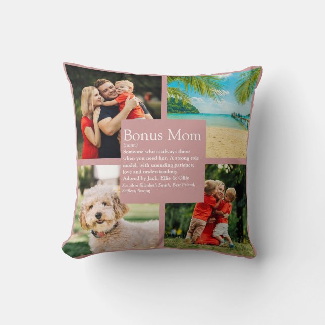 Coussin Définition de Maman Bonus 4 Photo Rose Blush (Recto)