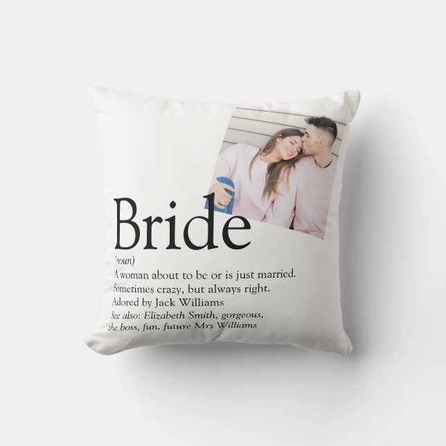Coussin Définition de mariée Cadeau de fête de mariage Pho (Recto)