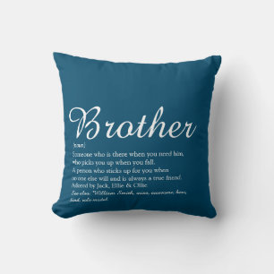 Coussin Définition de Meilleur Frère du Monde Cool Bleu Mo