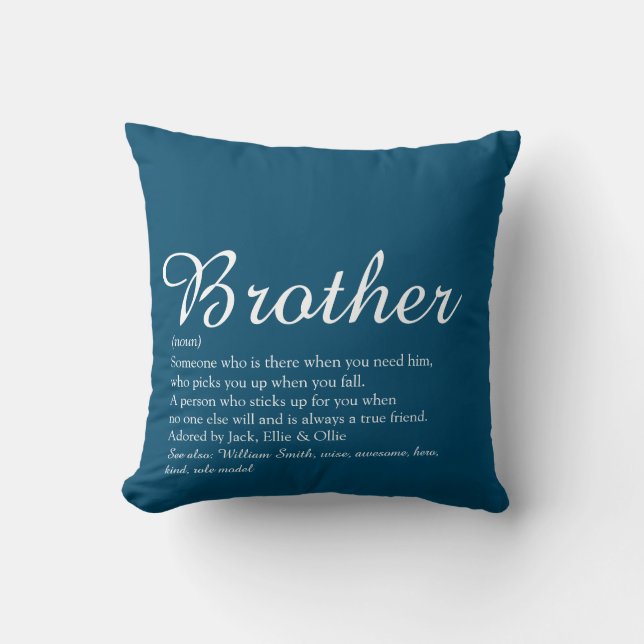 Coussin Définition de Meilleur Frère du Monde Cool Bleu Mo (Recto)