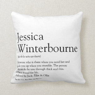 Coussin Définition de meilleure amie personnalisée noir et