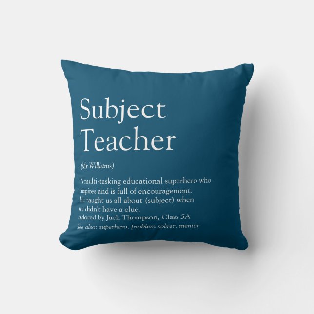 Coussin Définition de reconnaissance des enseignants Typog (Recto)