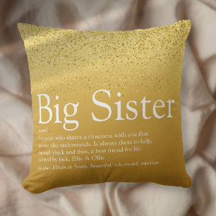 Coussin Définition de sœur paillettes dorées glamour fun