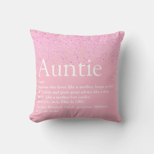 Coussin Définition de Tante Fun Glitter Rose Féminin Meill