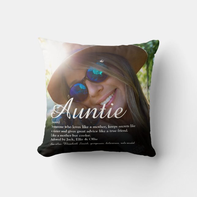 Coussin Définition de tante préférée de photo moderne (Recto)