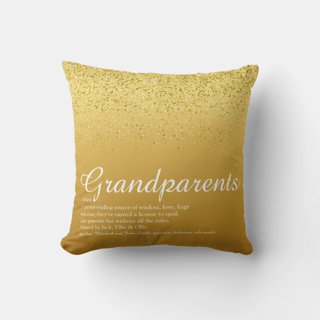 Coussin Définition des grands-parents écriture paillettes  (Recto)