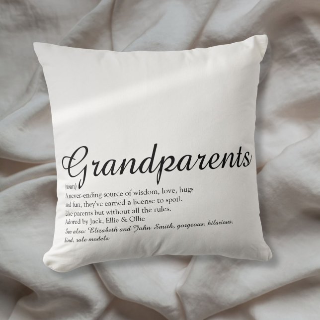 Coussin Définition des meilleurs grands-parents de tous le (World's Best Ever Grandparents Definition Throw Pillow)