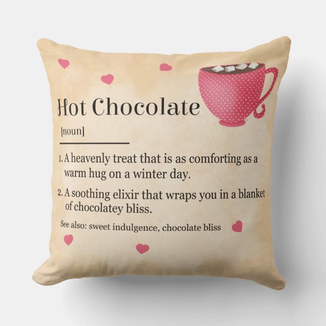 Coussin Définition du dictionnaire de chocolat chaud (Recto)