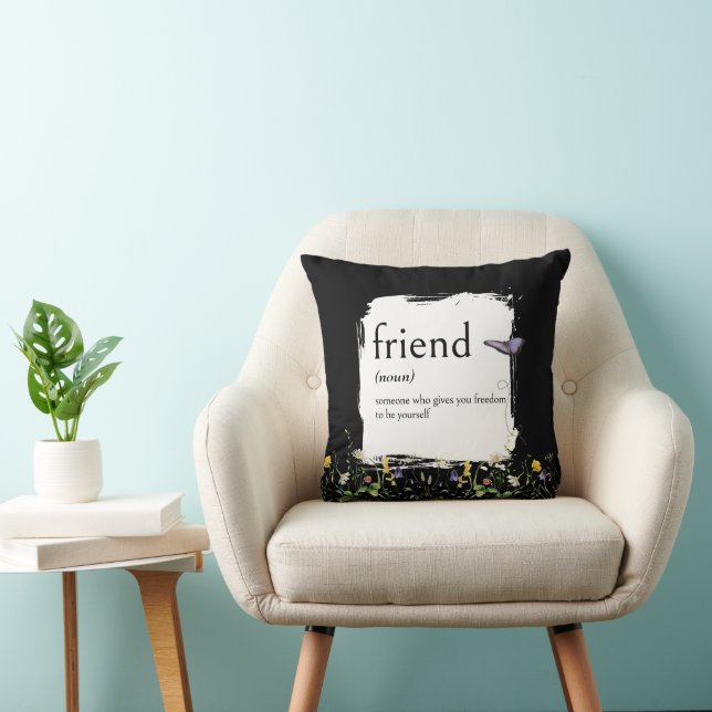 Coussin Définition du dictionnaire pour AMI avec des fleur (Chaise)