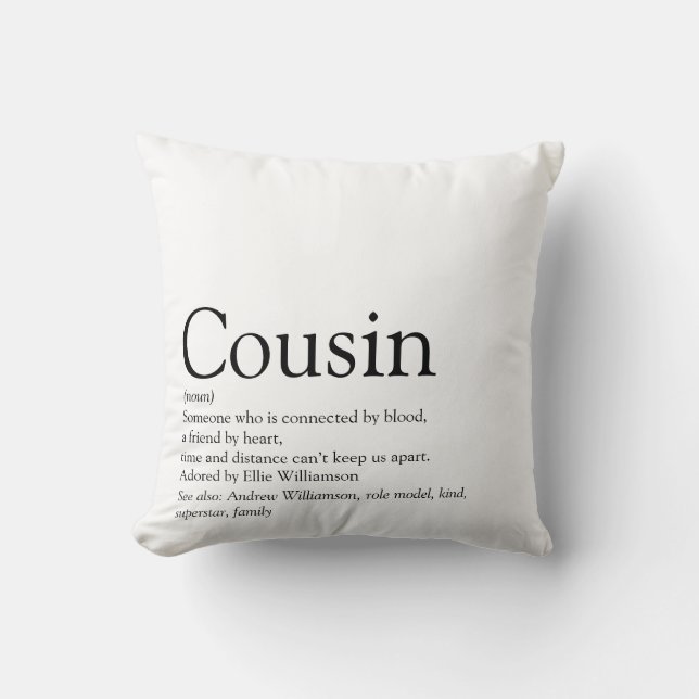 Coussin Définition du meilleur cousin au monde (Recto)