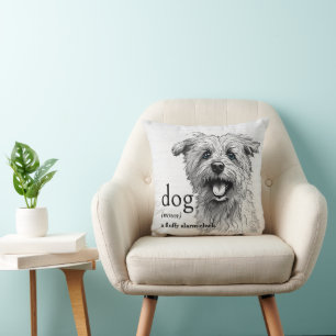 Coussin Définition D'Un Chien Sur Du Bois Blanchi