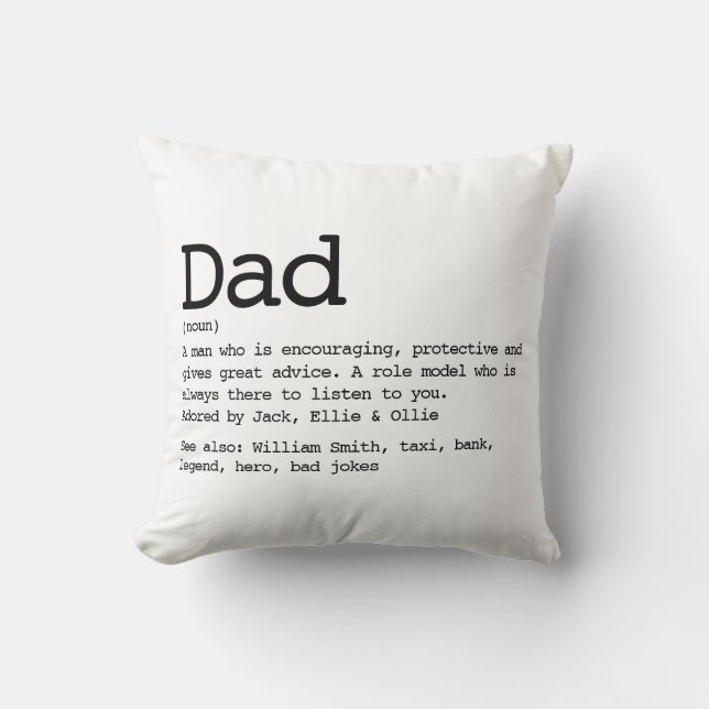 Coussin Définition papa personnalisée Typographie moderne (Recto)